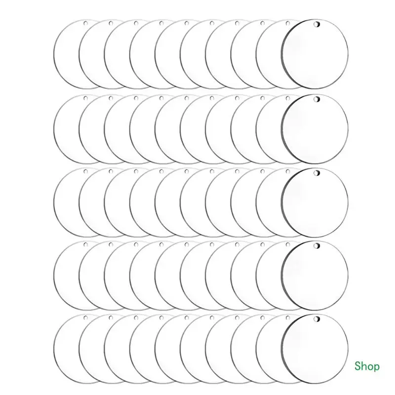 

Прямая поставка, персонализированные 50x2 дюйма, пустые прозрачные акриловые круглые круги с отверстием для поделок своими