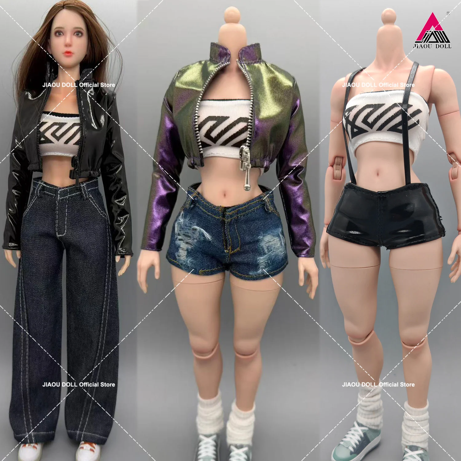 

1/6 Scale Female Jacket Denim Shorts Long Pants Jeans Tube Top Clothes Model For 12'' Soldier Action Figure Model Doll