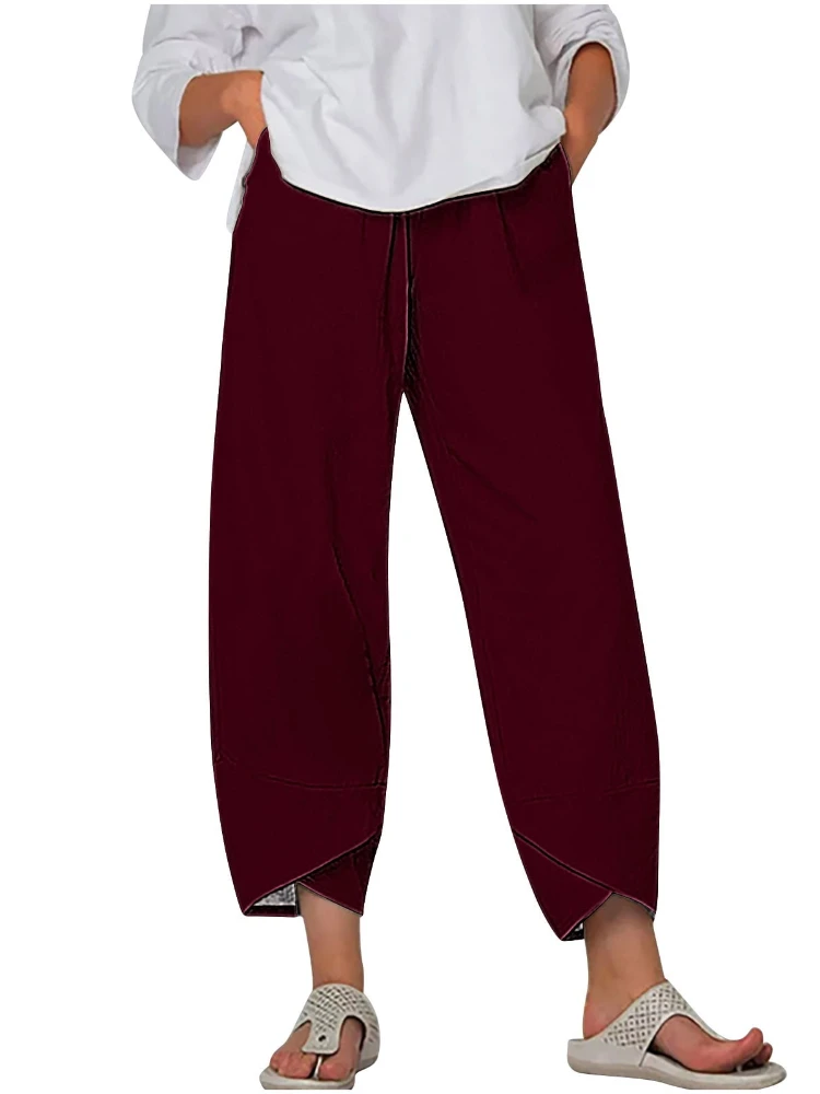 

Women's Harem Pants Wide Leg Women's Pants Wine Red Casual Pants Sports Pants Large-sized Daily Elegant Women's Clothing