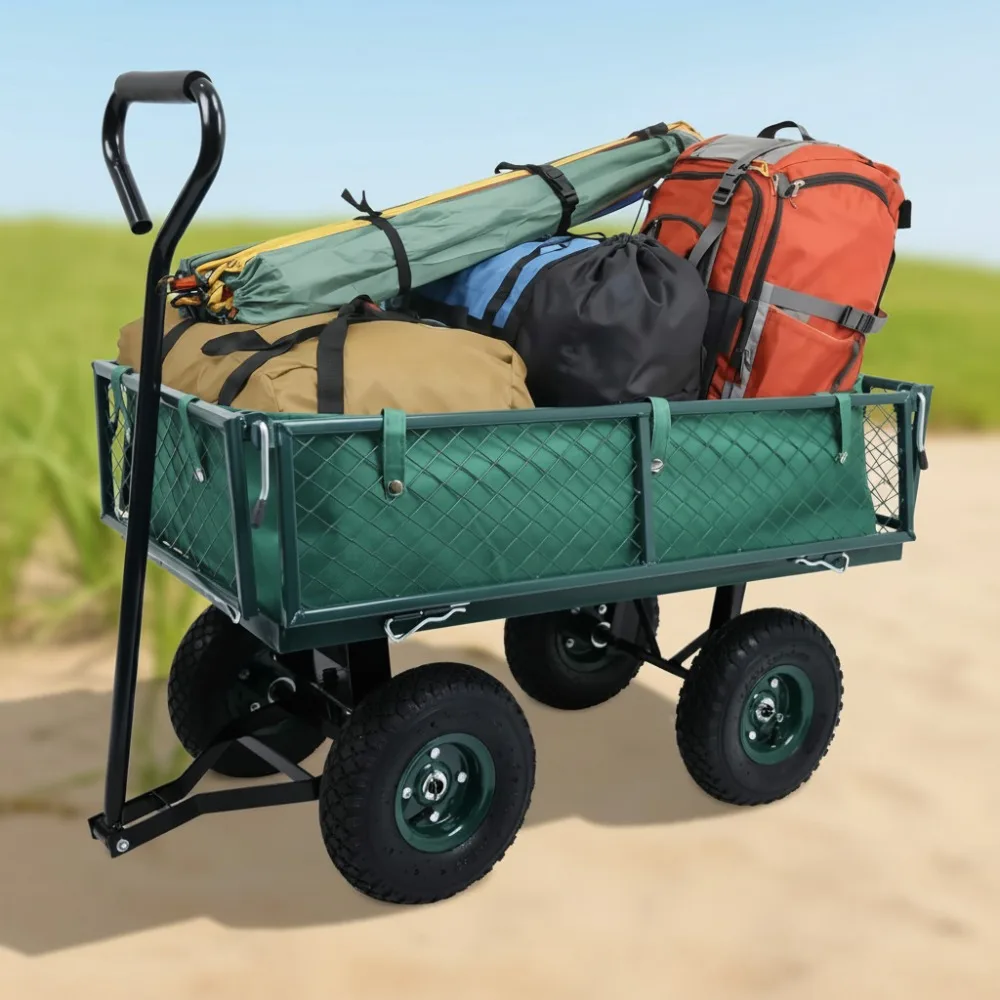 

Heavy Duty Utility Wagon Cart with Removable Mesh Sides, 400 LBS Capacity for Home Garden Outdoor Use