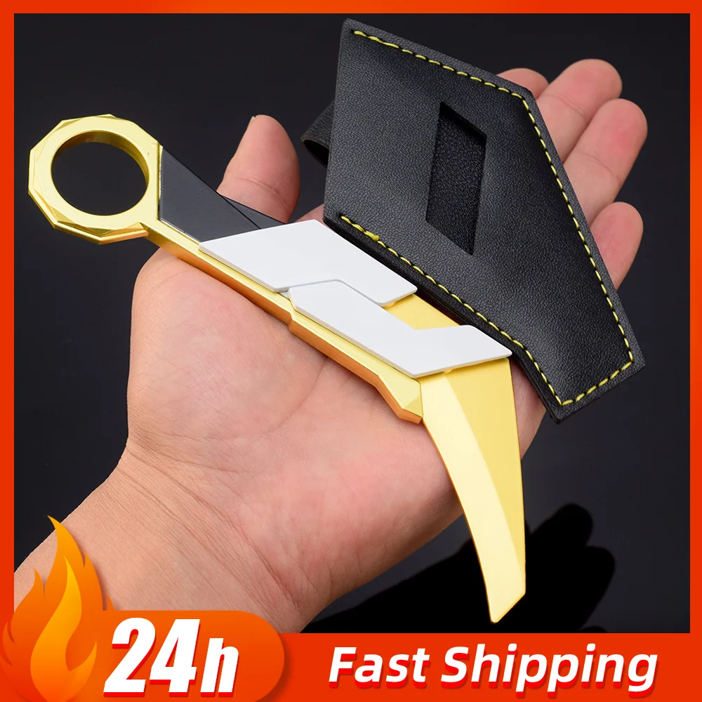 16cm6.3in Valorant Prime 2.0 Karambit Leather Case Version Game Peripheral Weapon Ninja Samurai Swords Metal Model Toys Gifts