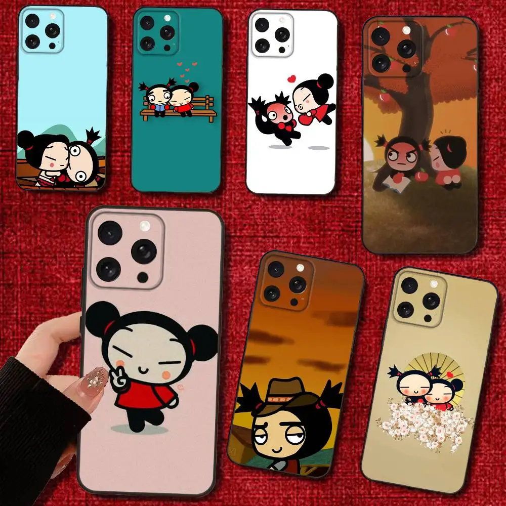 

P-Pucca-AS Cartoon G-Garu-US Phone Case For iPhone 16e,16,15,14,13,12,11,Pro,X,XS,Max,XR,Plus,Mini Soft Black Cover