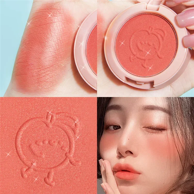 Paleta de maquillaje para colorete, colorete en polvo Mineral, rojo, crema Natural duradera, tinte para mejillas, naranja, melocotón, rosa, cosmético, 6 colores, nuevo