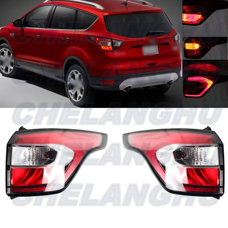 

For Ford Escape Kuga 2017 2018 2019 Pair L+R Side Outer Tail Light Rear Brake Lamp With Bulbs car assecories GJ5Z13404C