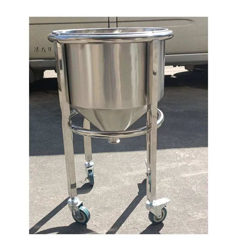 304 Stainless Steel Conical Hopper with Control Switch Ball Valve Liquid Powder, Custom Hopper Holder