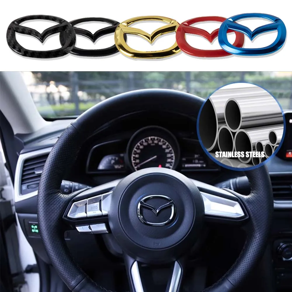 Car Badge Styling Decoration Steering Wheel Rings Stickers Carbon Fiber Covers For Mazda For VW Golf Polo Scirocco Passat Tiguan - view 2