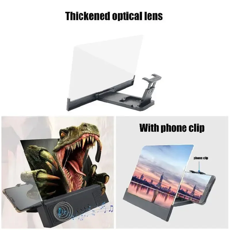 Mobile Phone 3d Screen Video Magnifier With Bluetooth-compatible Speaker Enlarged Smartphone Movie Amplifying Projector Stand