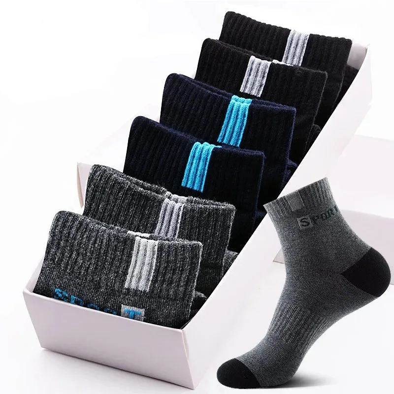 10pairs Breathable Cotton Sports Stockings Men Bamboo Fiber Autumn and Winter Men Socks Sweat Absorption Deodorant Business Sox