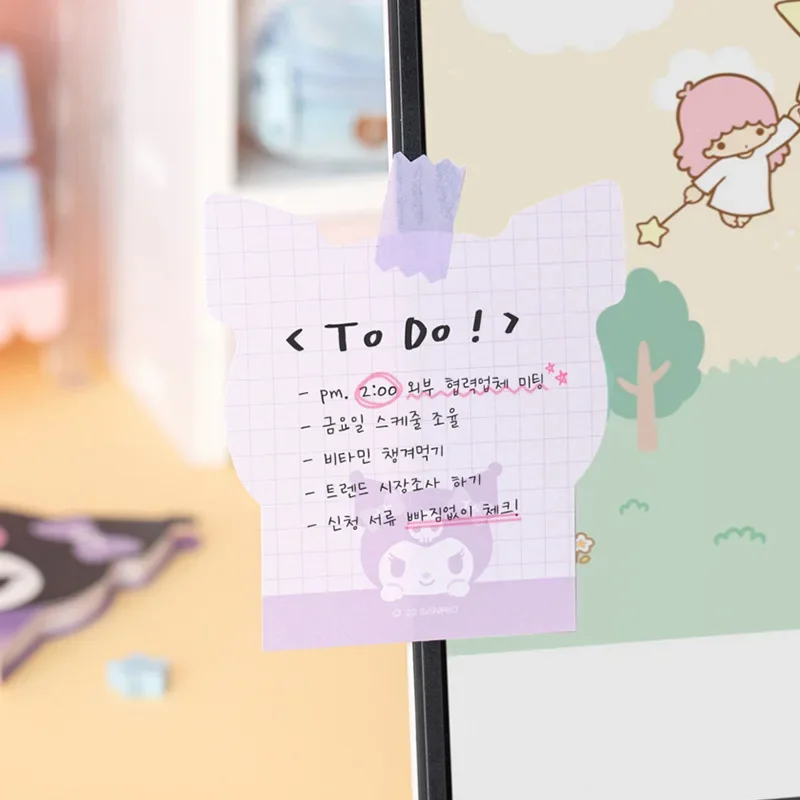 Anime Hello Kitty Pochacco Stationery Label Notepad Bookmark Cinnamoroll Kuromi Student Office Message Memo Notebook Gifts view 5