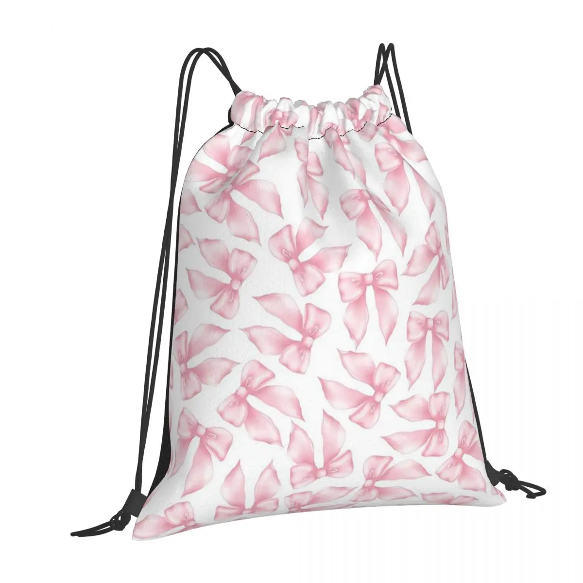 

Cochuette Pink Bow Bliss-pattern Backpacks Fashion Drawstring Bags Sports Bag Book Bags for Travel Students