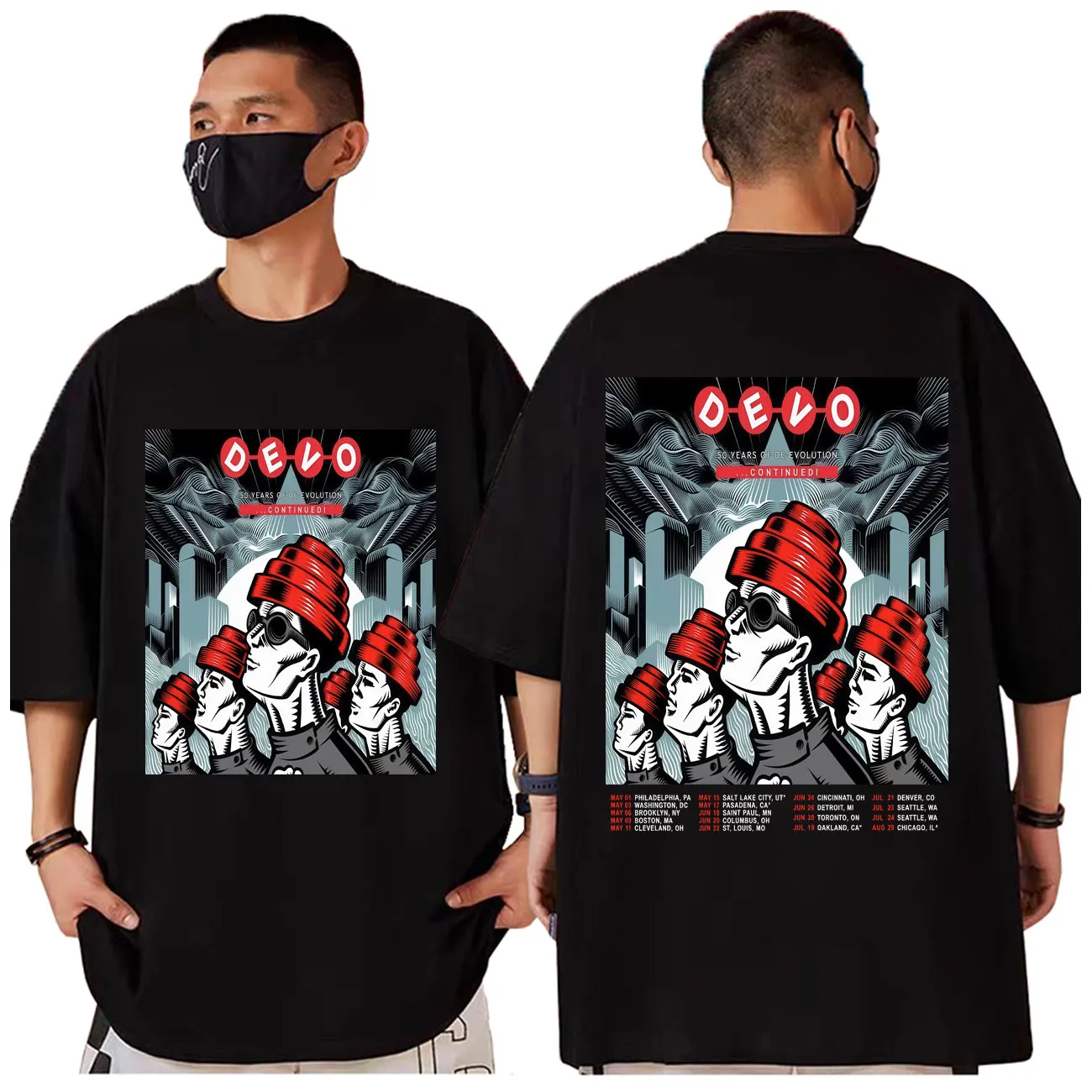 

Punk Rock Band Devo Tour 2025 Graphic T Shirts Men Women Clothing Gothic Fashion T-shirts Summer Casual Loose T-shirt Streetwear