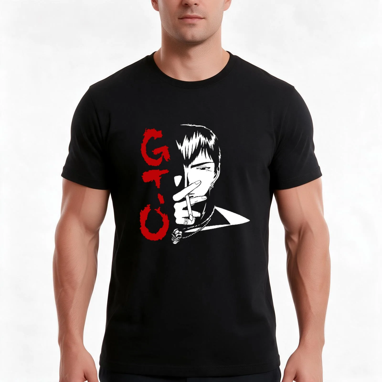 GTO Onizuka T-Shirt, Summer Casual Cotton Tee, Oversized Streetwear Tops, Vintage Graphic Print, Loose Fit Short Sleeve