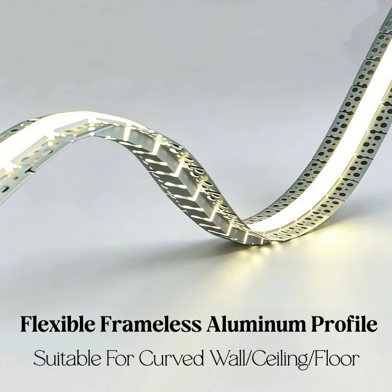 1mx10pcs/set Borderless Curved LED Aluminum Profile Embedded Bendable Ceiling Channel Silicone Diffuser Flexible Bar Strip Light