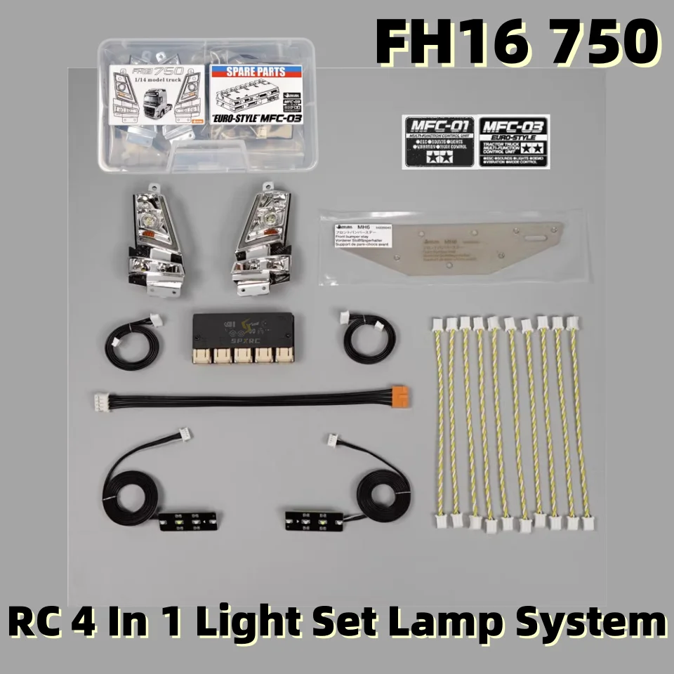 FH16 750 1:14 RC 4 In 1 Licht Set Lampe System MFC-03 01 für Tamiya RC Lkw Kipper VOLVO FH16 750