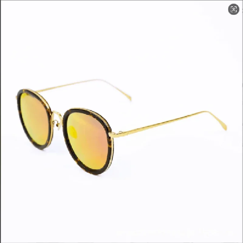 Men's and women's universal polarizing sunglasses sunshade mirror Gold reflector metal frame brand luxury glasses