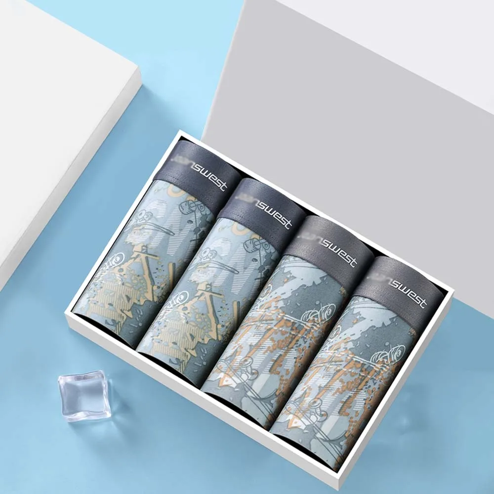 

Man Underwear Summer Lightweight Ice Silk Boxers man Smooth Touch Quick-Dry Men's Panties Fashion Printed Sexy Lingerie