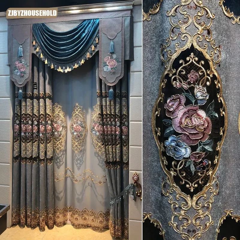 

European Curtains for Living Dining Room Bedroom Luxury Embroidery Blackout Jacquard