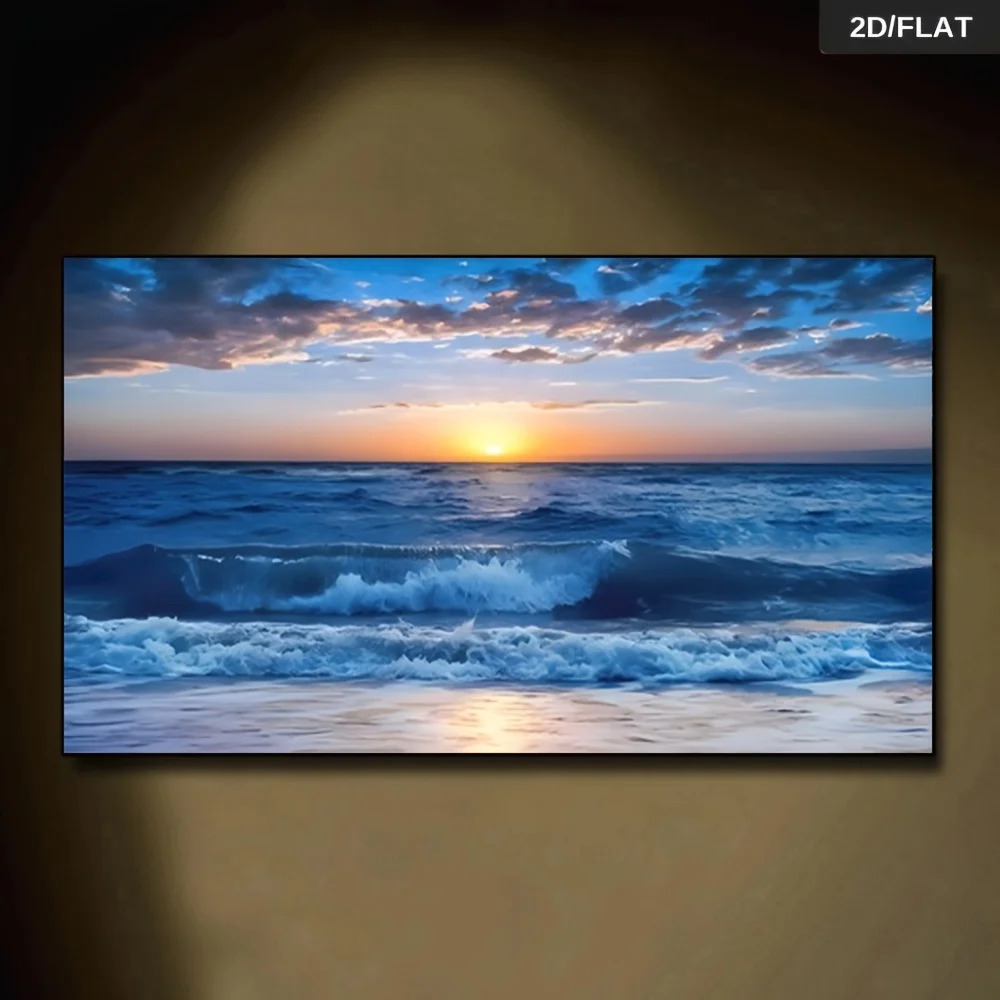 Frameless Modern Abstract Canvas Painting Depicting a Sunset at Sea, , Ideal for Bedroom Or Living Room Decor