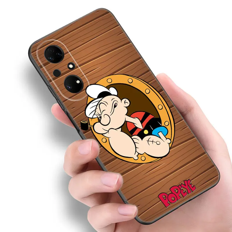 Cute Cartoon P-Popeyes Phone Case For Huawei Pura 70 Ultra P20 P30 P40 Lite P60 Art P50 Pro P50E P Smart 2018 2019 2020 2021