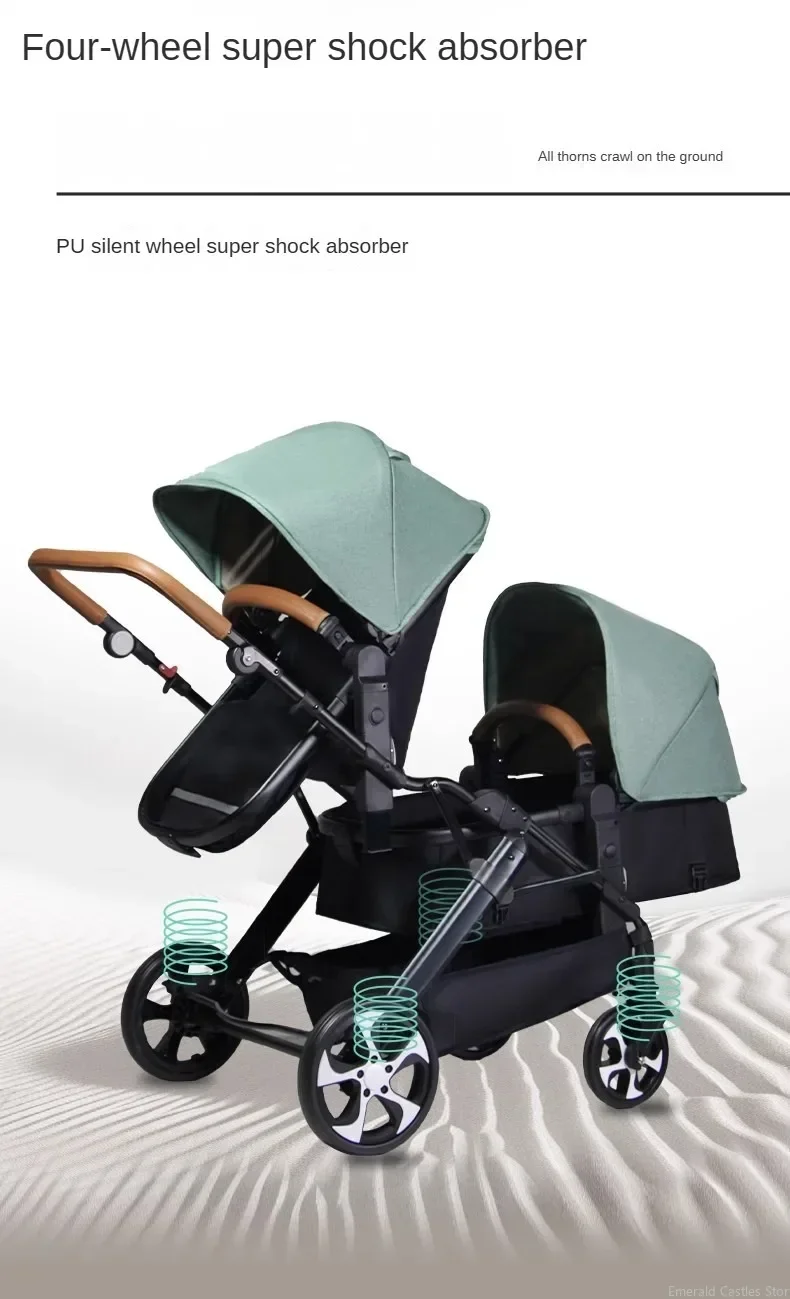 Twins Baby Stroller Can Sit and Lie Double Kids Trolley Stroller Shock Absorber Foldable Child Baby Carriage Foldable