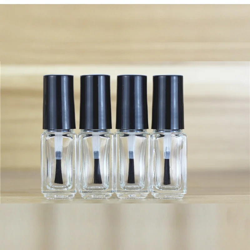 

4-5ML plastic bottle brush frosted black lid nail polish enamel art nail nutrient essential oil cosmetic packing empty bottle