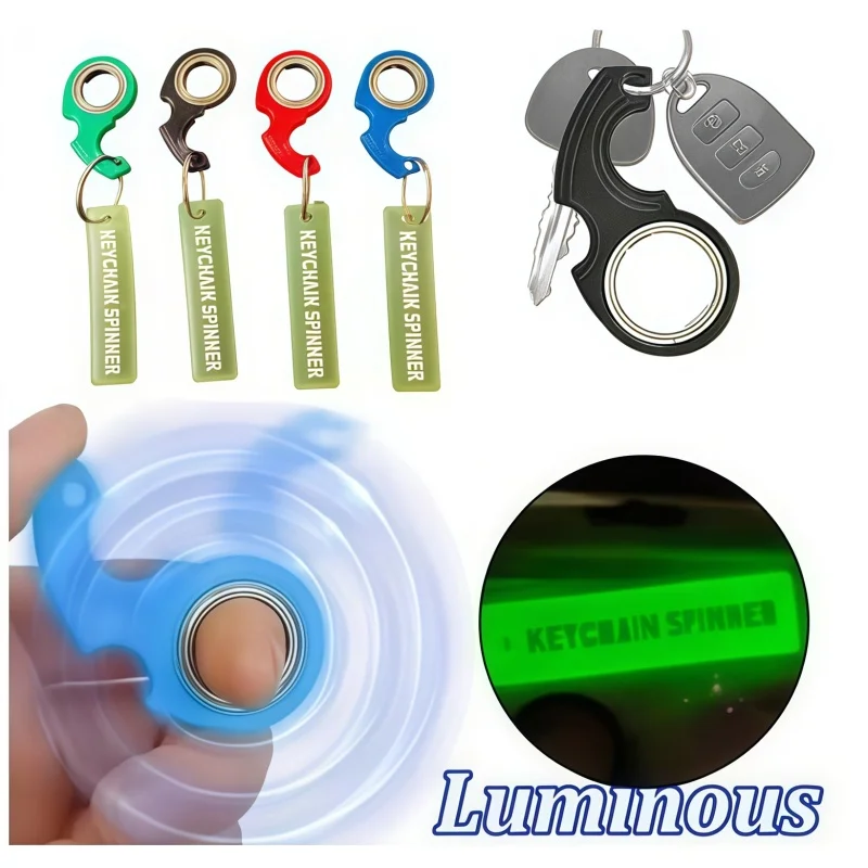 Creative Keychain Spinner Fidget Toy with Key Ring Cool EDC Stuff Anxiety ADHD Stress Relief Toys for Teens Boys Girls Adults