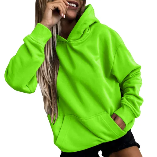 Imagen 2 del producto Sudadera informal de algodón con cuello redondo para mujer, Jersey de estilo perezoso, Sudadera con capucha Harajuku, ropa deportiva