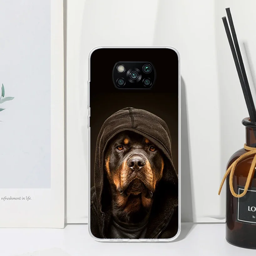 Rott weiler hund telefon hülle für xiaomi poco x6 x5 x4 x3 nfc f6 f5 pro f4 gt f3 f2 f1 m5s m4 m3 art fundas rückseitige abdeckung