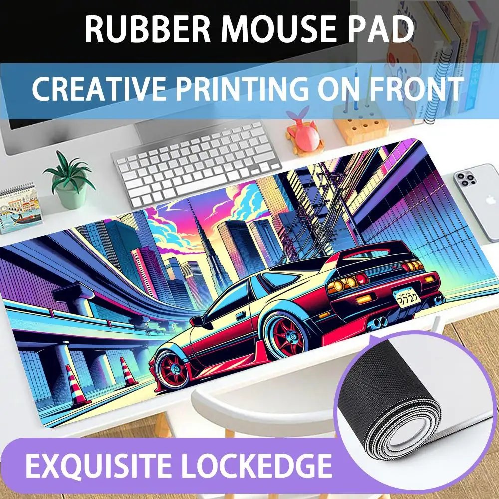 

Retro Anime Car Adventure Mouse Pad Large rubber mouse pad with edge-locking computer mouse pad for gamers HD printing desk pad