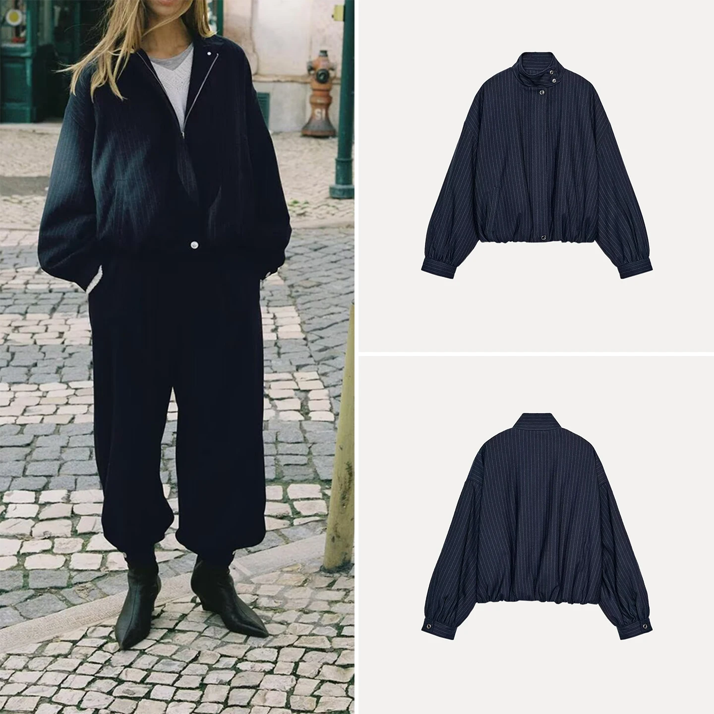 

Faionable Женская верхняя одежда в полоску Pilot Jaet ort Coat Stand Fit Long Sve Winter 2025 Z Женская верхняя одежда