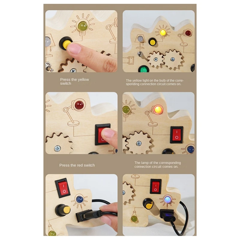 Children's Wooden Dinosaur Circuit Board Wooden Busy Board Circuit Exercise Manual Ability