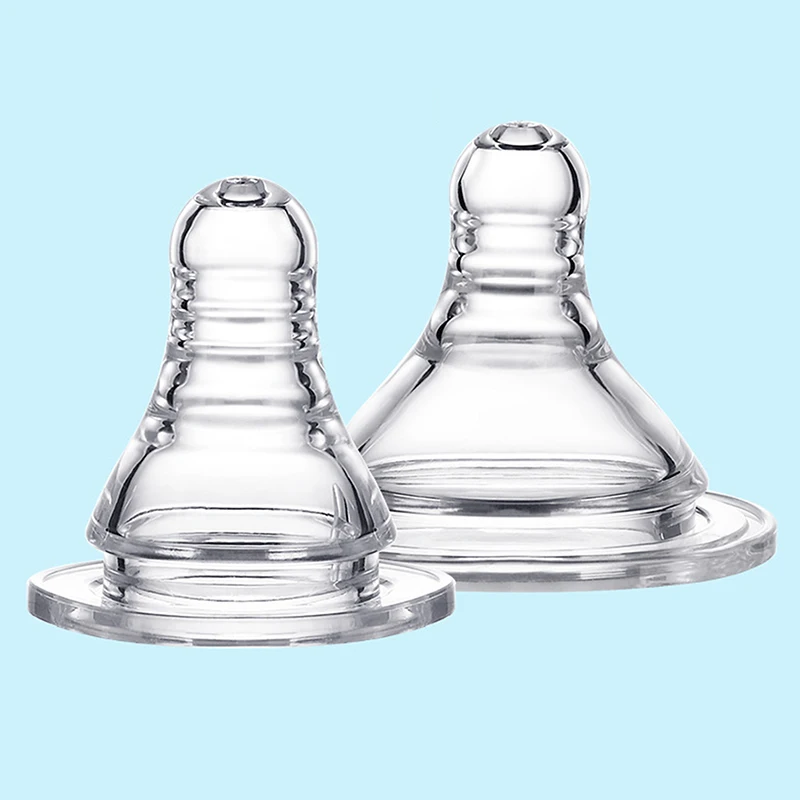 2Pcs Baby Silicone Wide Neck Soft Teats Nipple Circle Hole S/M/L Size Cross Hole Baby Bottles Natural Flow Nipples