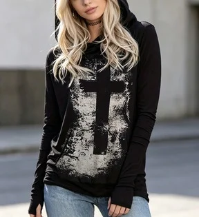 Ladies' New Style Fashion Printed Casual Hooded Stylish Multi-Purpose Comfortable Long-Sleeved Sweatshirt for Women