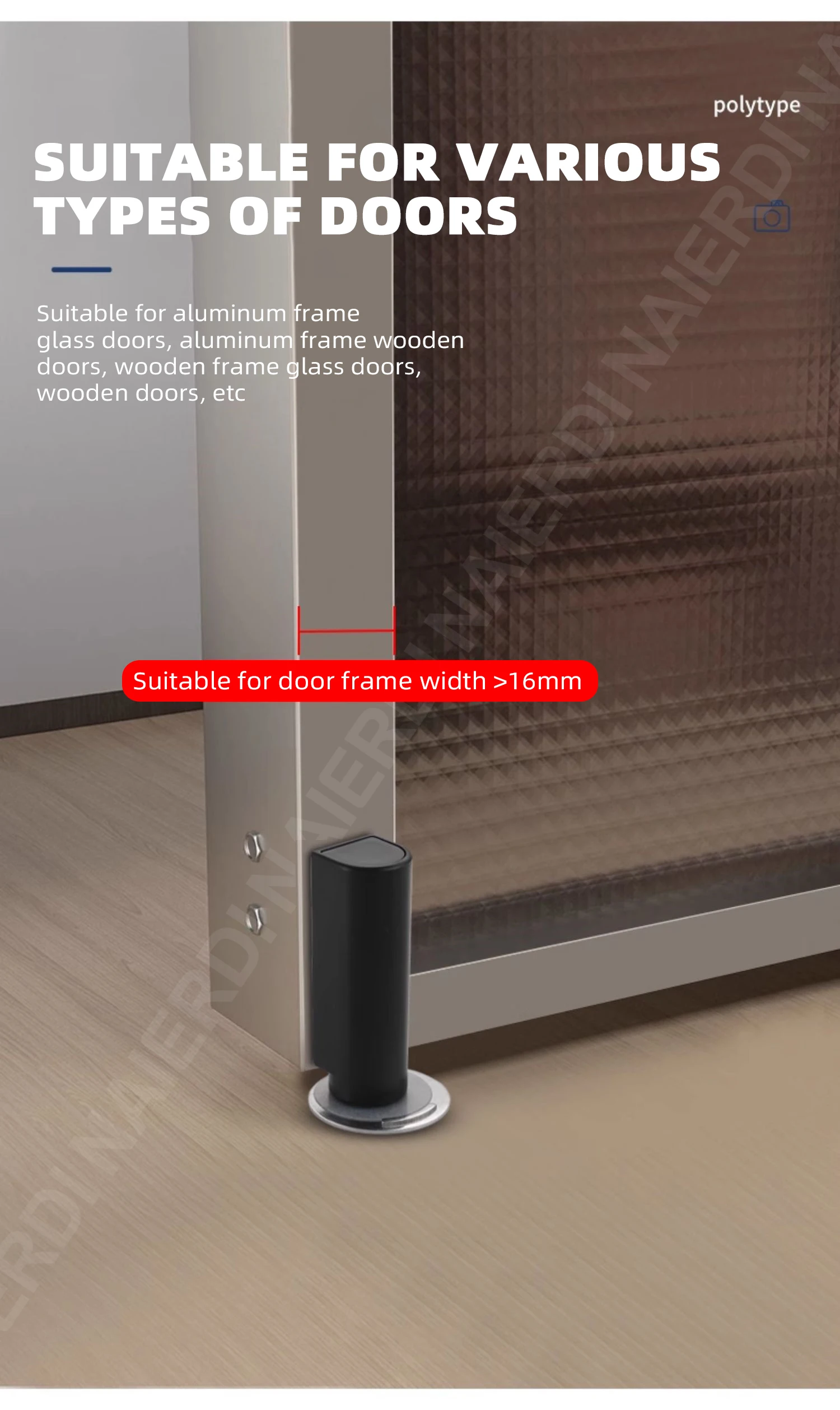 Naierdi magnetischer Tür stopper Edelstahl Hochleistungs-Tür stopper schwarzer nagel freier Tür saugt ür halter Türbeschläge – Detail 15