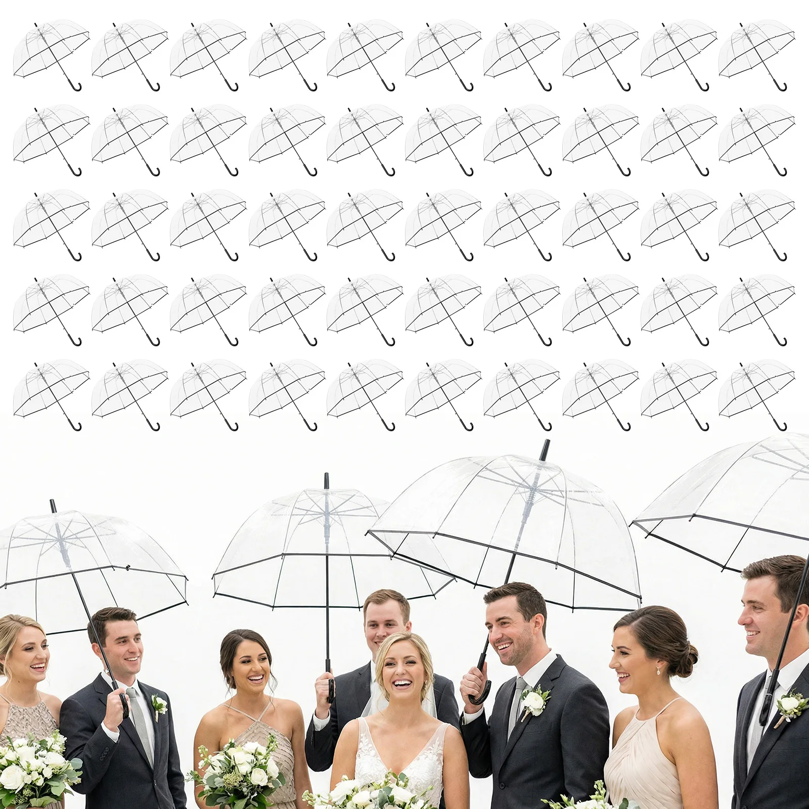 

52-дюймовые большие прозрачные зонты-шары оптом с бирками «Спасибо» и веревкой, автоматическое открытие, прозрачные купольные зонты, свадебные сувениры для гостей