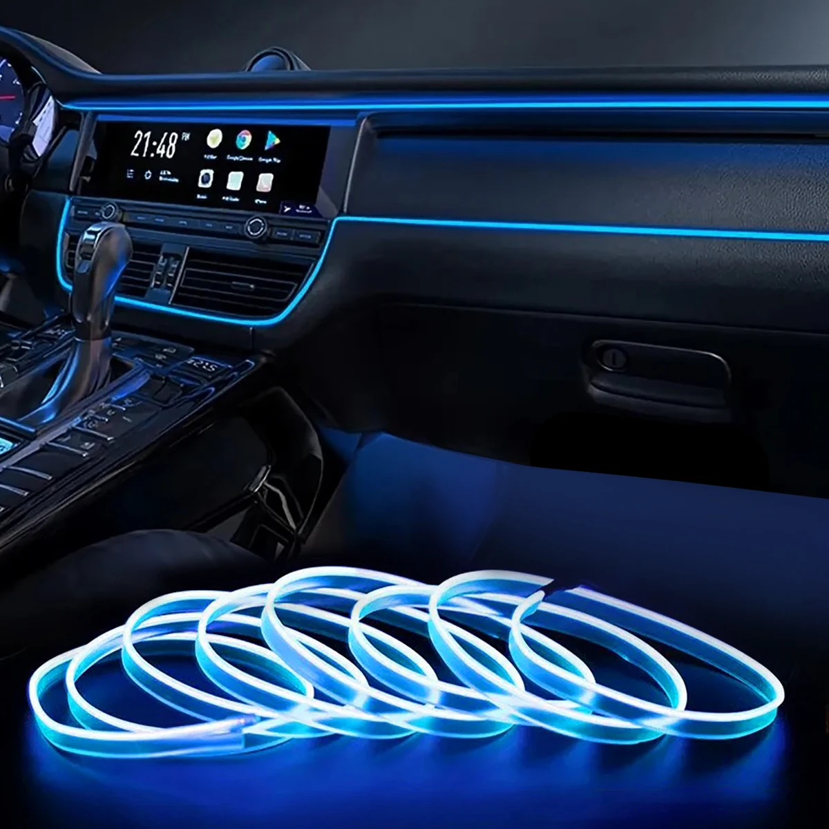 3M/5M Car Interior Atmosphere Lamp EL Cold Light Line With USB DIY Decorative Dashboard Console Auto LED Ambient Lights