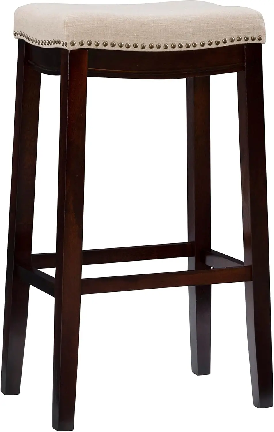 

Тканевый барный стул с плюшевой подушкой, отделка темным орехом, высота 32,25 дюйма, для использования в качестве барного стула