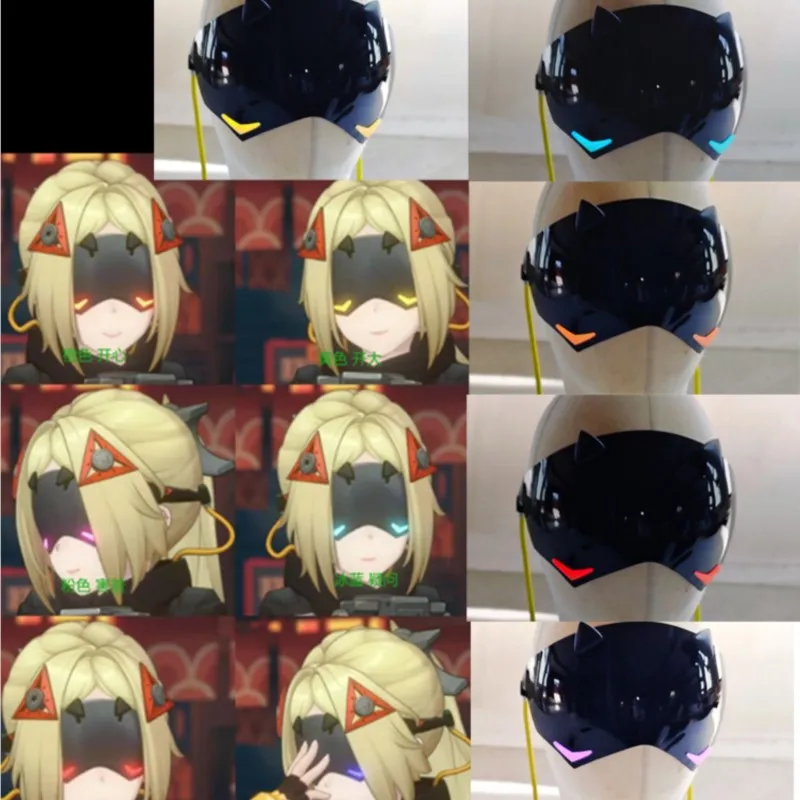 BZenless منطقة صفر الزناد تأثيري نصف قناع الوجه جودة عالية أنيمي لصقة عين شعر مستعار مجموعة Obol فرقة هالوين حفلة الرجال كرنفال