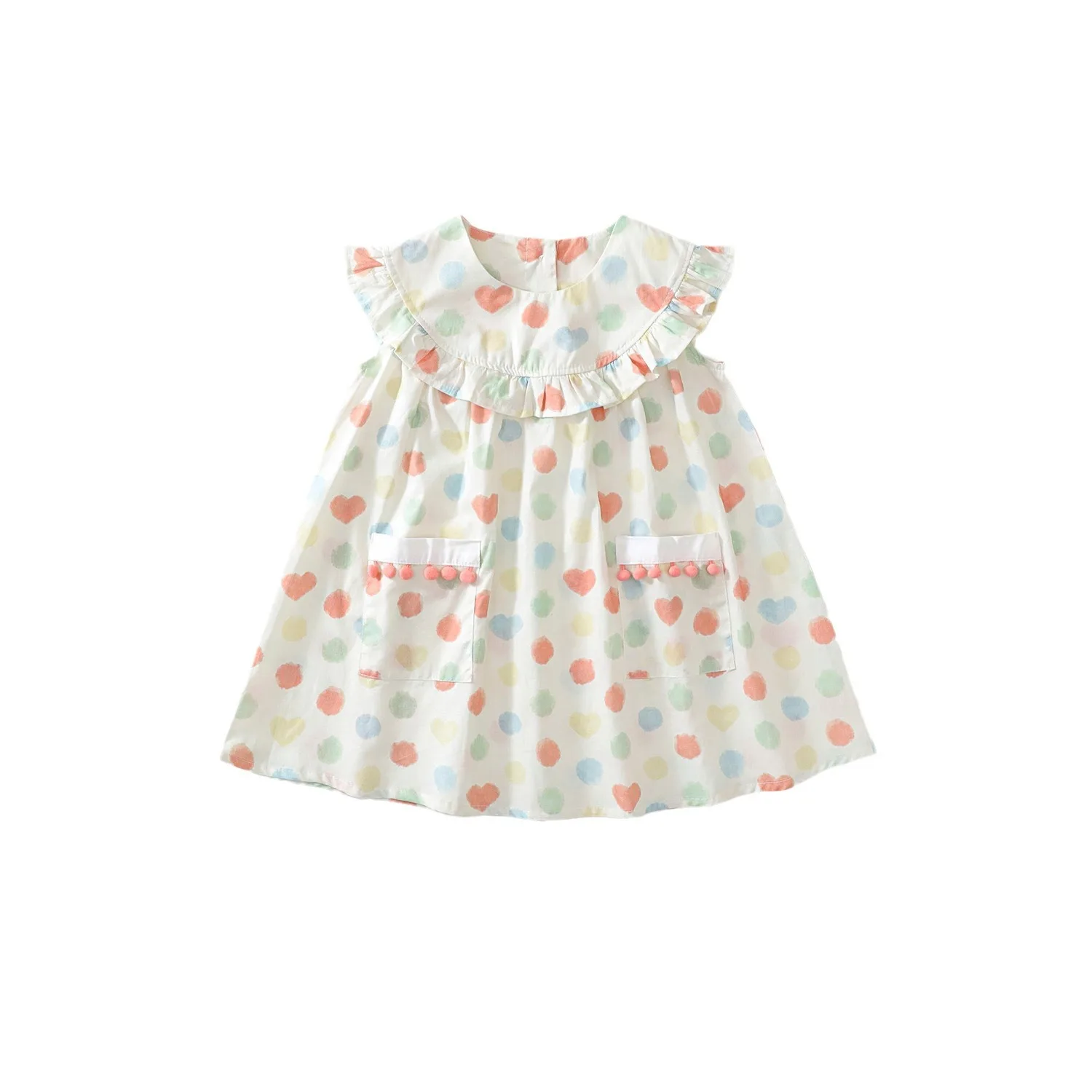 Girls' Colorful Polka Dot Sleeveless Dress 2026 Summer Children's Korean Sweet Lotus Leaf Edge Children's Clothing