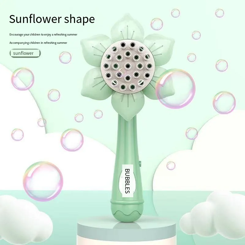New model children's handheld sunflower-shaped bubble machine - fully automatic, non-toxic, festive gift, outdoor toy