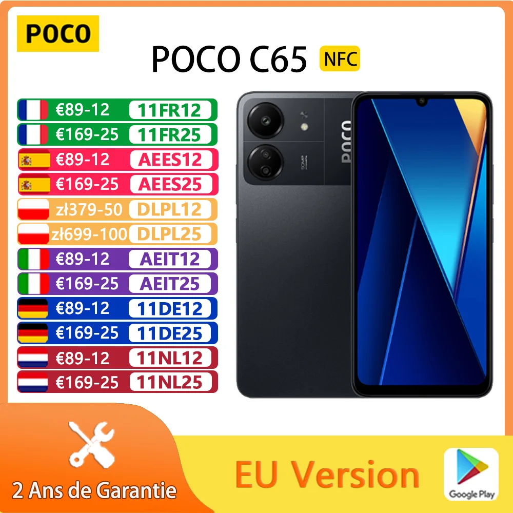 POCO C65, smartphone, NFC,  256GB, 6.74 inch screen, MediaTek Helio G85 processor, 50MP camera + 8MP camera, 90Hz, 5000mAh