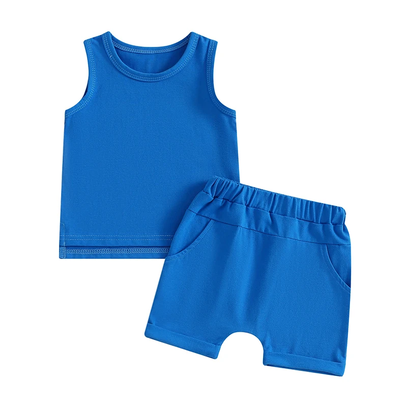 

Baby Shorts Set Sleeveless Solid Color Tank Tops and Pocket Shorts Toddler Summer Outfits