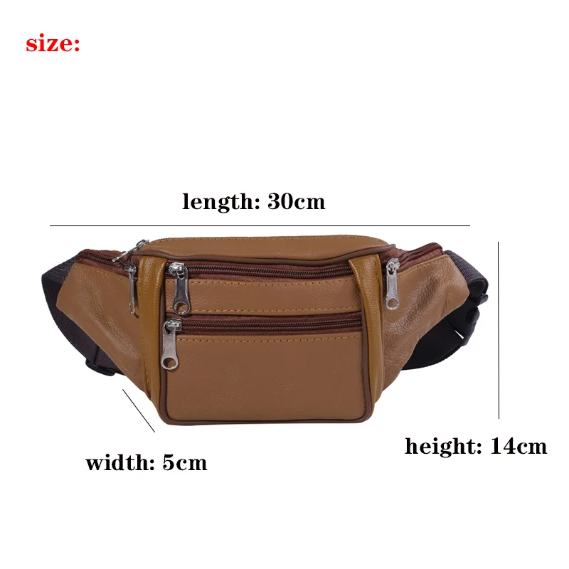 Fashion Men Genuine Leather Waist Packs Men Organizer Travel Waist Pack Necessity Waist Belt Mobile Phone Bag