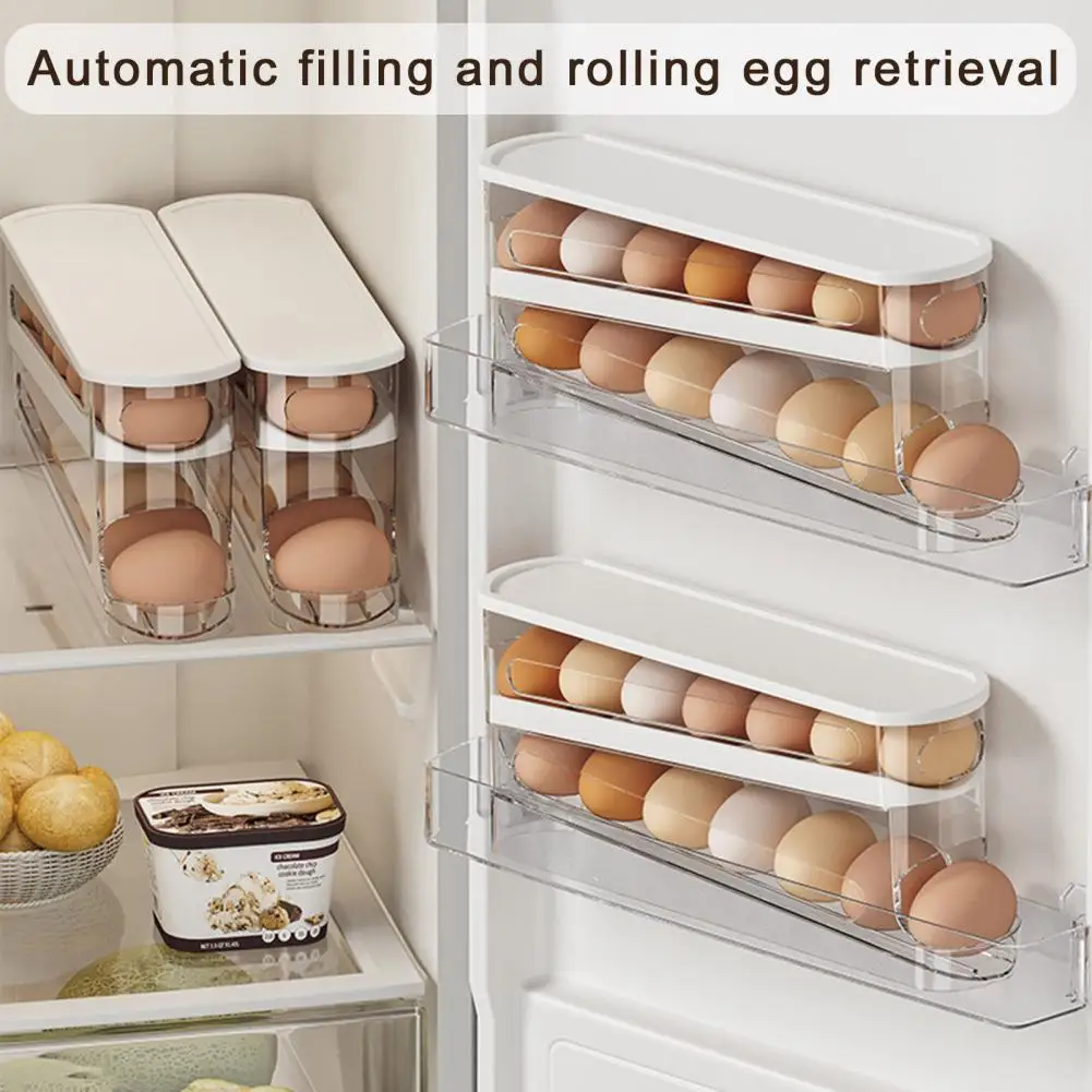 Easy-view Egg Container Double Layer Egg Storage Box with Lid for Refrigerator Capacity Stackable Design with Easy Viewing