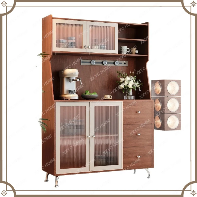 X-S Medieval solid wood dining side cabinet, color matching locker, living room storage integrated retro wine cabinet HG