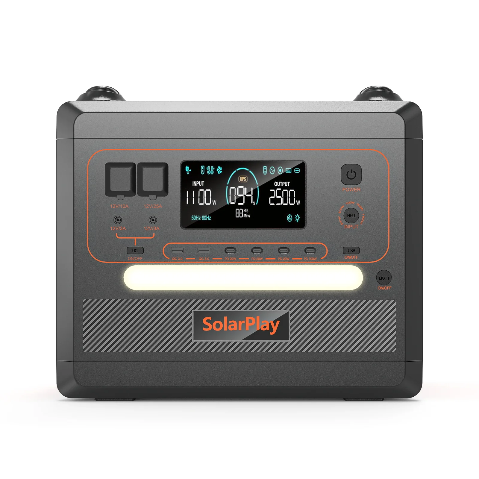 

Портативная солнечная электростанция 2500 Вт, 2304 Втч, уличный домашний генератор MPPT, внешний аккумуляторный фонарик для домашнего аварийного использования в автомобиле