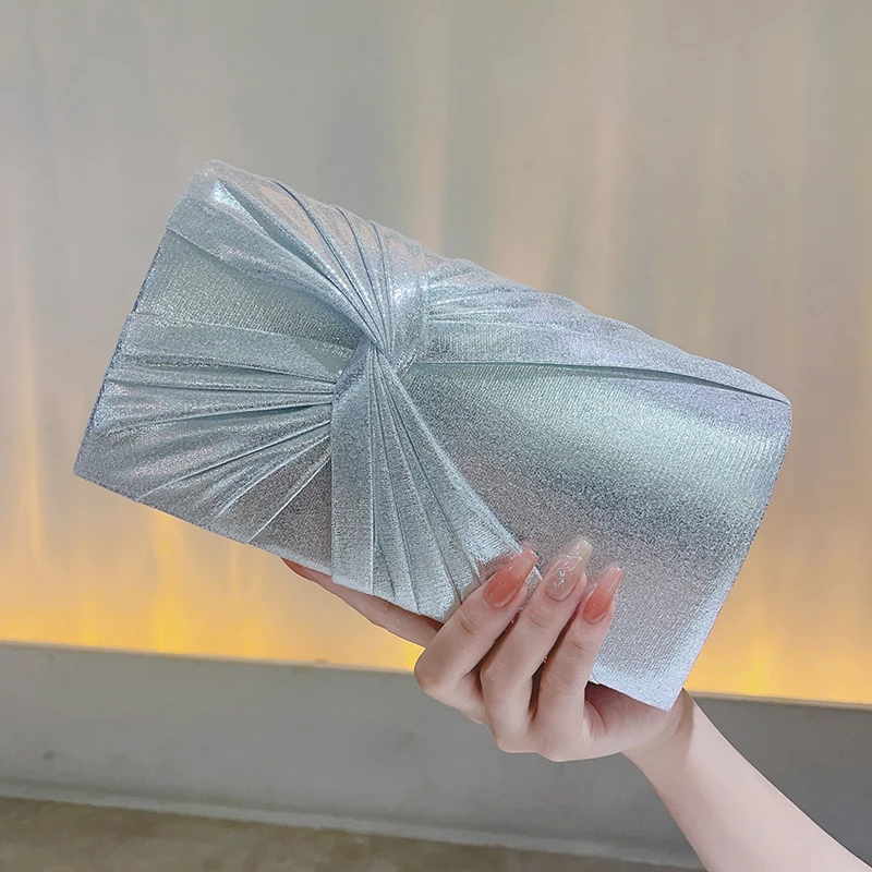 

Bright Surface Leather Envelope Pleated Evening Clutch For for Wedding Party Clutch Prom Cocktail Party Purse Banquet Handbag