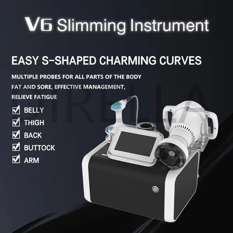 Hot Selling Portable Vacuum Massager V6 Shape Cavitation Machine 2 In 1 Home Use RFrequency 360 Rotating 4OK Ultrasound Handle