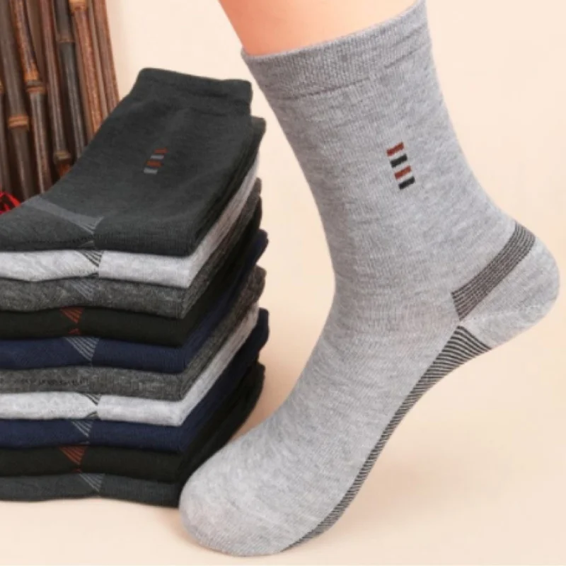 5/10Pairs Men's Socks Soft Comfortable Wear-resistant Sturdy Casual Simple Fashion Black Large Szie Mid-calf Socks Spring Autumn