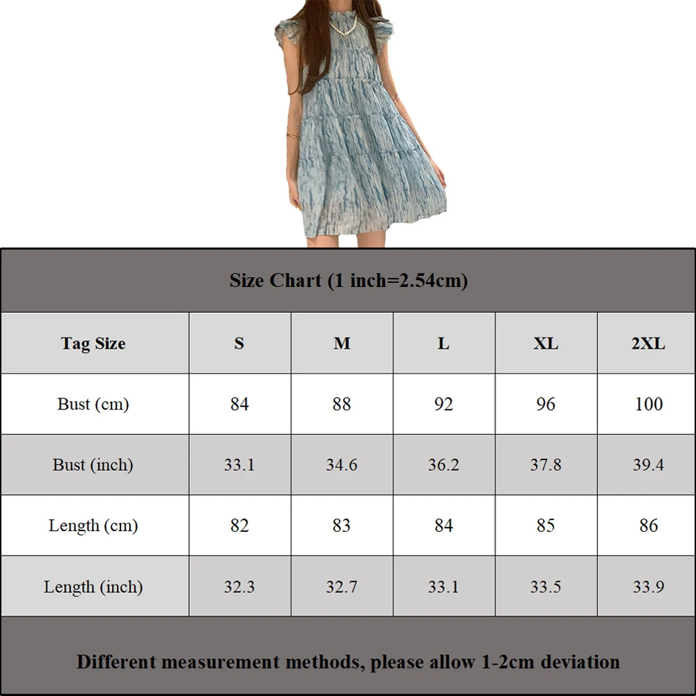 Abiti da donna stampa estiva manica corta O collo A Line Dress Casual Boho pieghettato Mini abito Beach Party Vacation Sundress